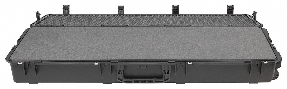 Protective Case: 18 in x 60 in x 8 in, Solid, Black, 2 Wheels, 35 lb Wt