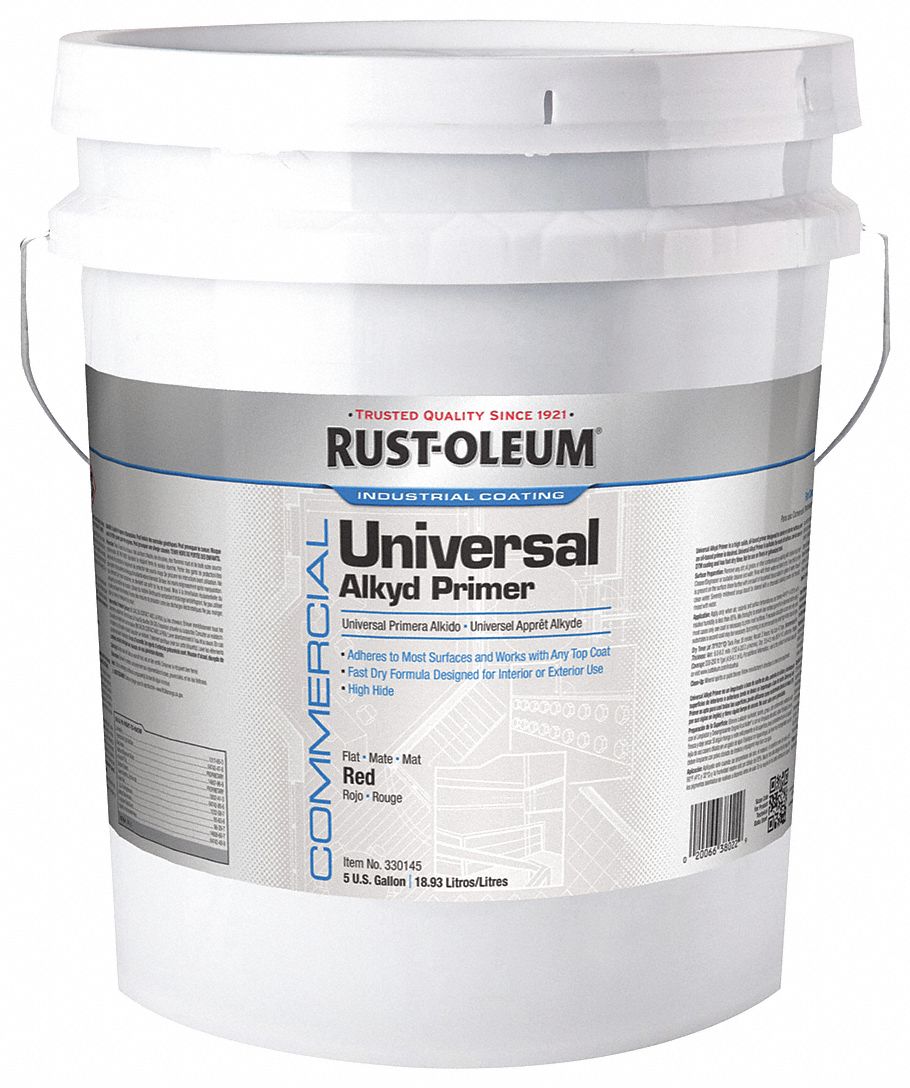 Rust Oleum Interiorexterior Alkyd Primer With 200 To 250 Sq Ftgal Coverage Flat Red 5 Gal 8385