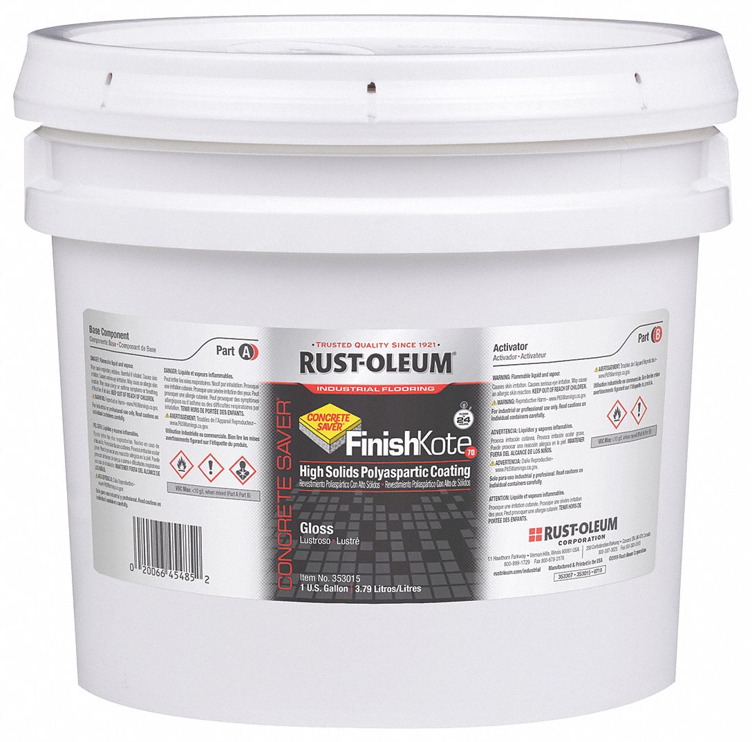 CONCRETE SAVER Gloss Polyurea Floor Coating Kit, Clear, 1 gal 55KD44