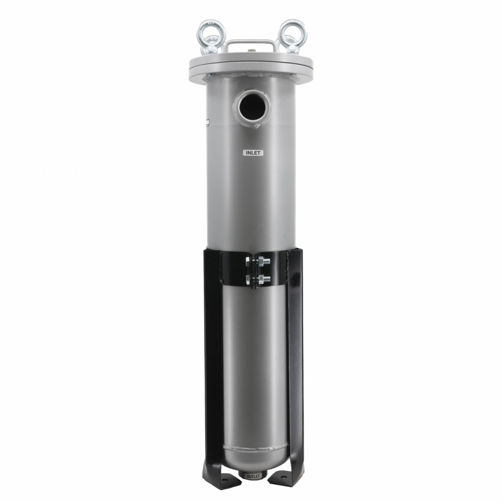 Bag Filter Housing: Aluminum, Bag Trade Size 2, 2 in, NPT, 22 in Overall Ht, 8 in Overall Dia