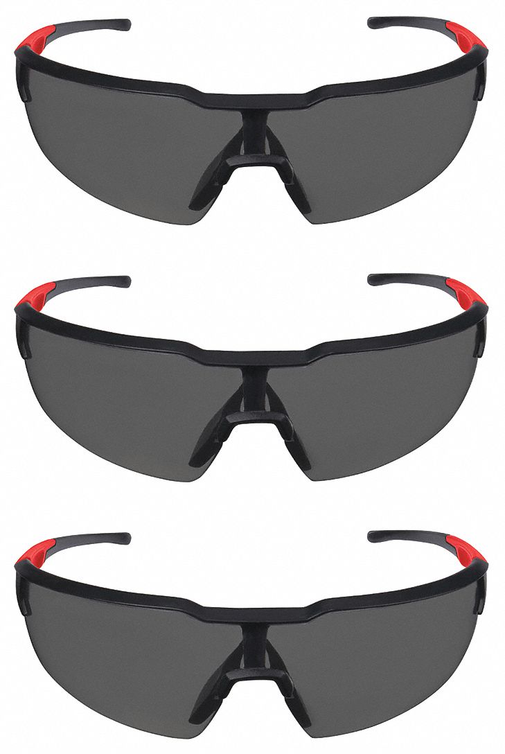 MILWAUKEE AntiFog, ScratchResistant Safety Glasses , Black Lens Color