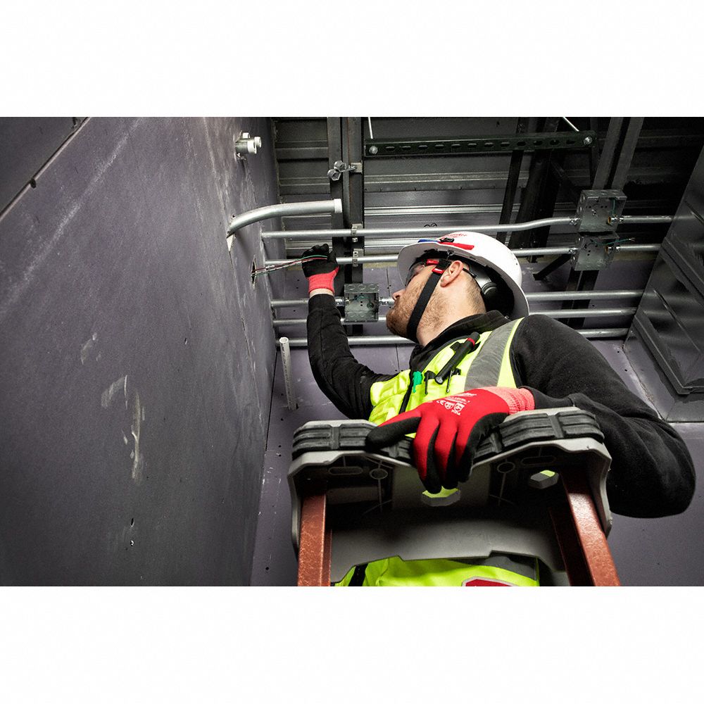 MILWAUKEE Chin Strap Hard Hats, 2 Attachment Points, Polyester, Black