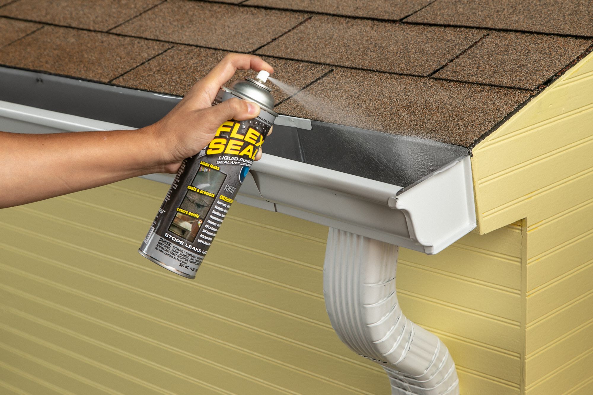 FLEX SEAL Leak Sealer Rubber, Gray, 14 oz Container 55KE47FSGRYR20