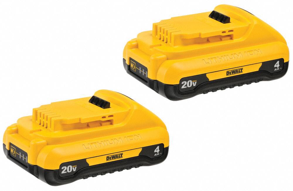 Battery: 20V MAX*, 4 Ah, 2 Batteries Included, 20V DC, 2 PK