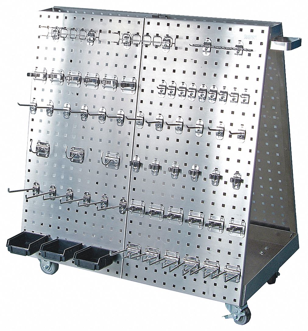MBL TOOL CART,PGBRD,800 LBS,SILVER,21 1/4 INW,39 1/4 INH,36 3/4 IND,18 SQ FT,STNLS STL/NEOPRENE