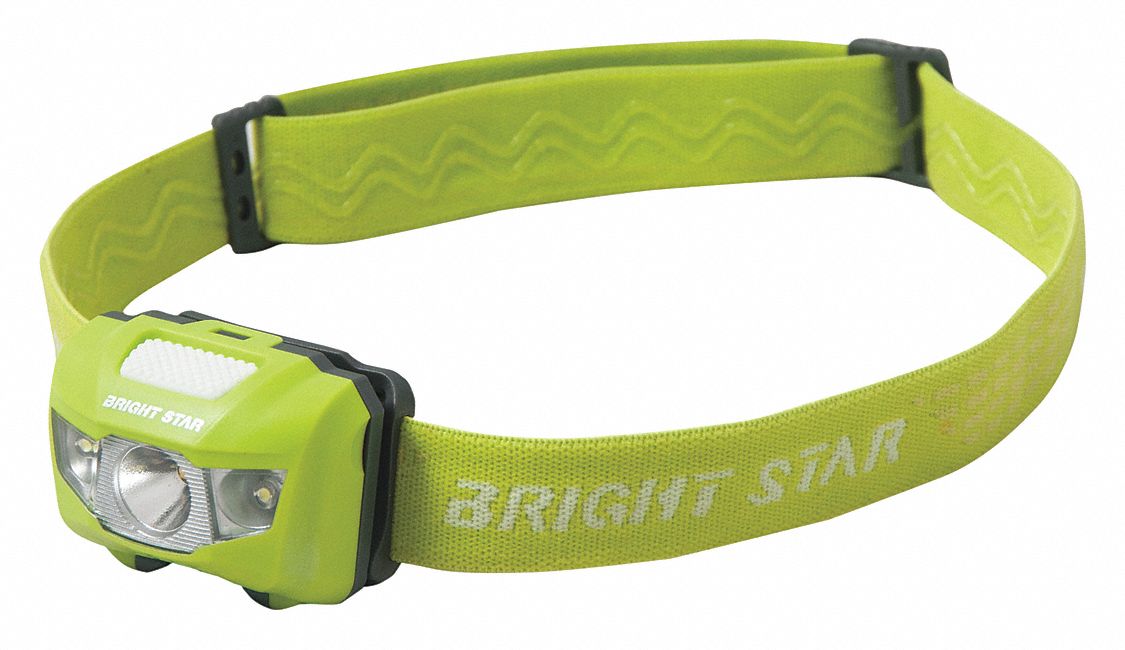 Safety-Rated Headlamp: 185 lm Max Brightness, 6.75 hr Run Time at Max Brightness, Green, Polymer