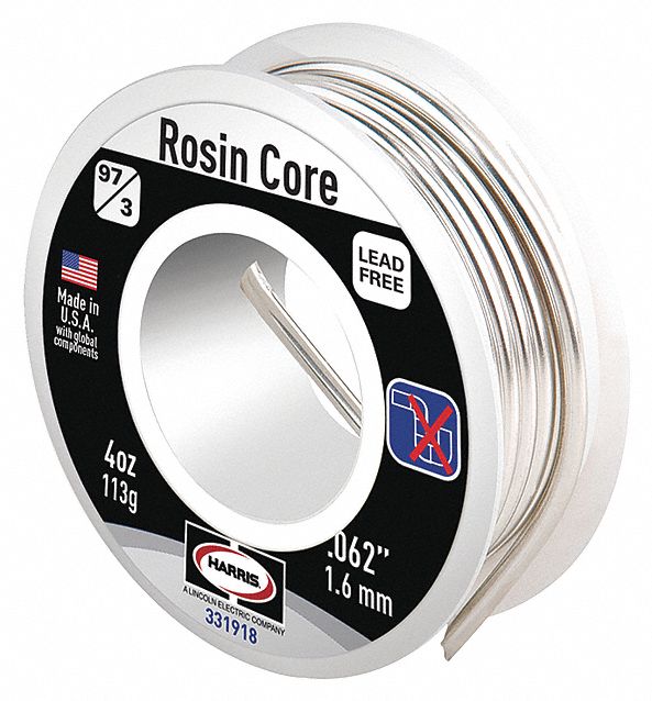 HARRIS Solder Wire: 1/16 in x 0.25 lb, 97/3, 97% Tin, 3% Copper