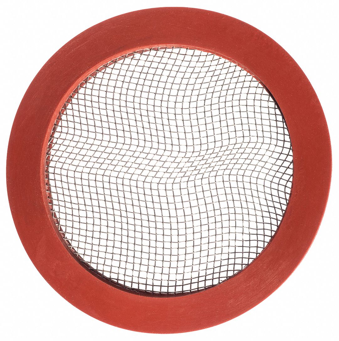 CAM & GROOVE GASKET: FOR 2 IN COUPLING, RED, 2⅝ IN OD, FLAT WITH SCREEN, SILICONE