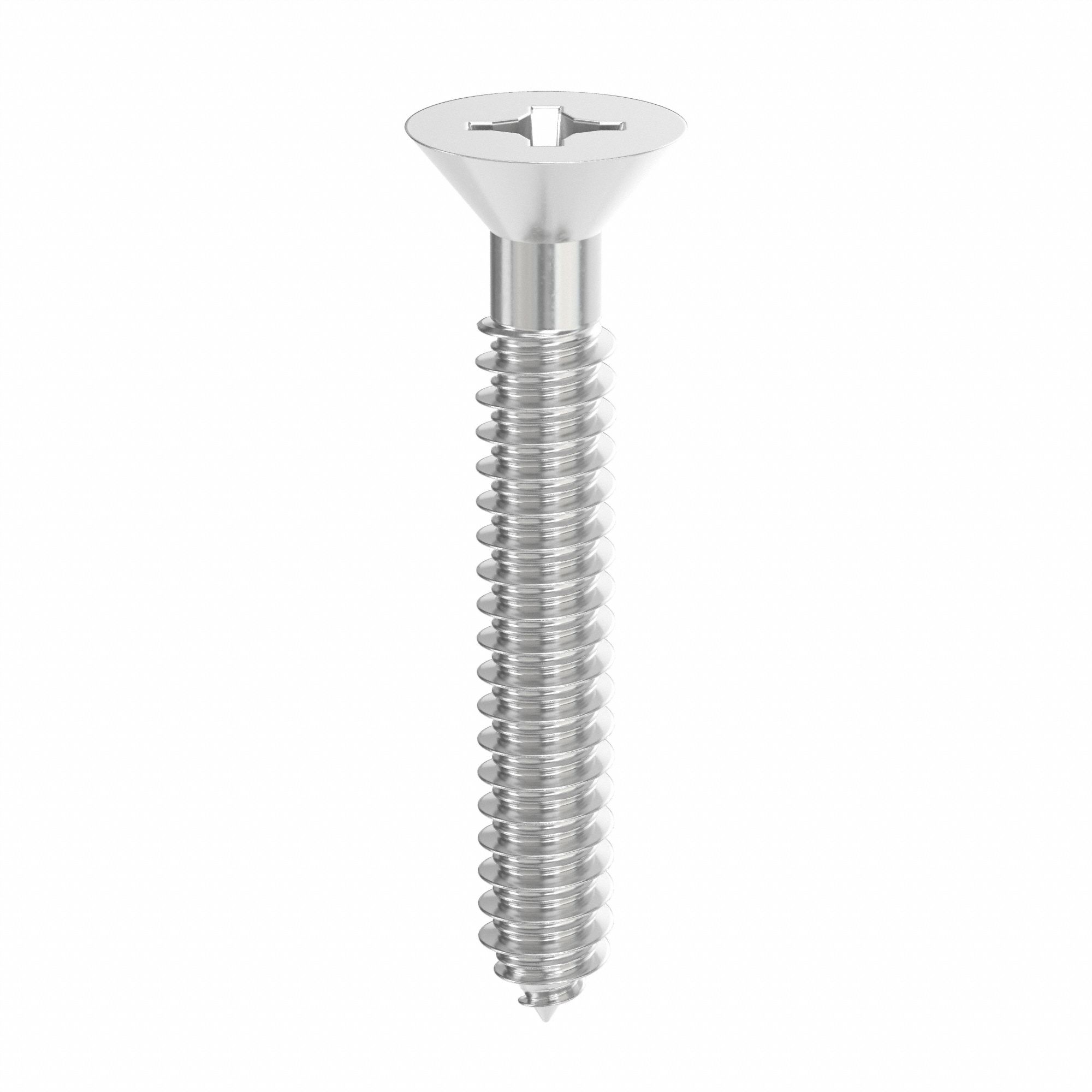 Concrete Anchor Screw: 2 1/4 in Overall Lg, 1/4 in Dia, Stainless Steel, Phillips, 100 PK