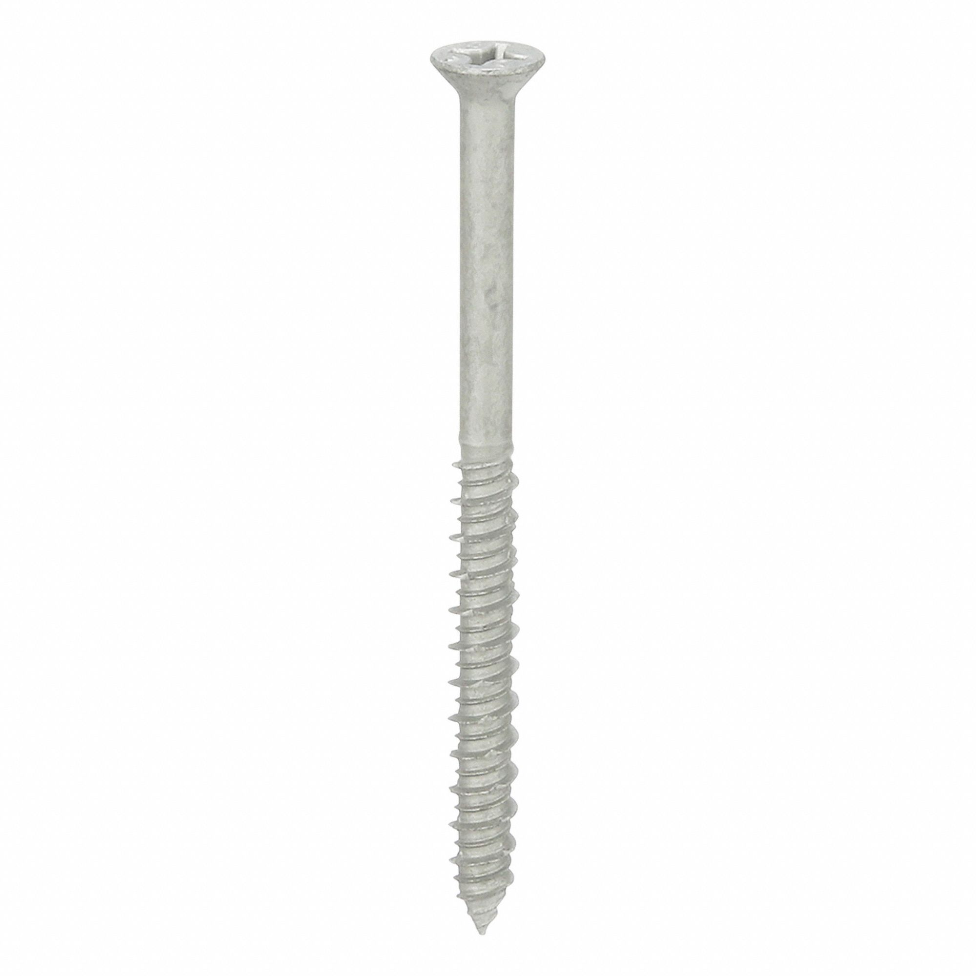 Concrete Anchor Screw: 3 1/4 in Overall Lg, 1/4 in Dia, Stainless Steel, Phillips, 100 PK