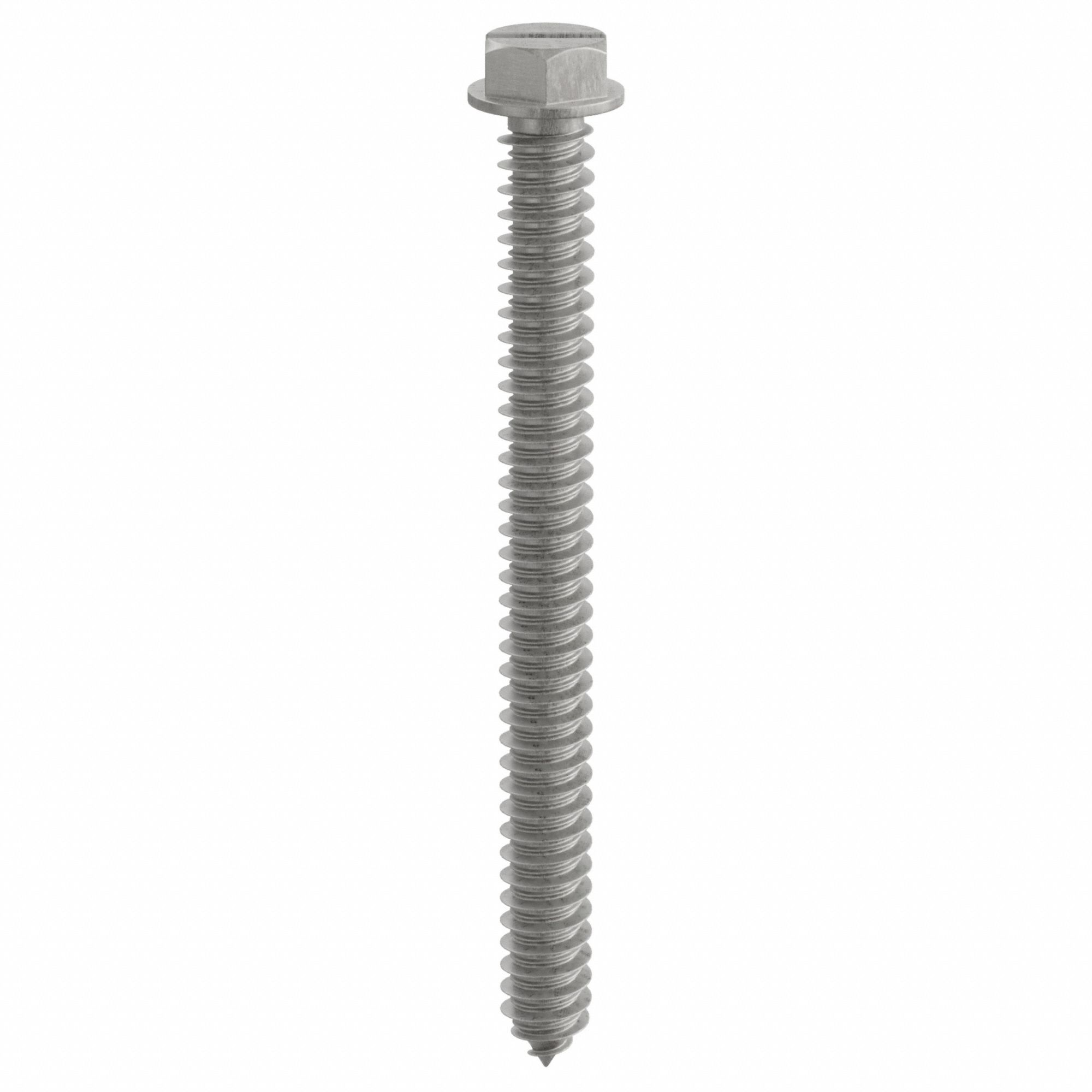 Concrete Anchor Screw: 2 3/4 in Overall Lg, 1/4 in Dia, Stainless Steel, External Hex, 100 PK