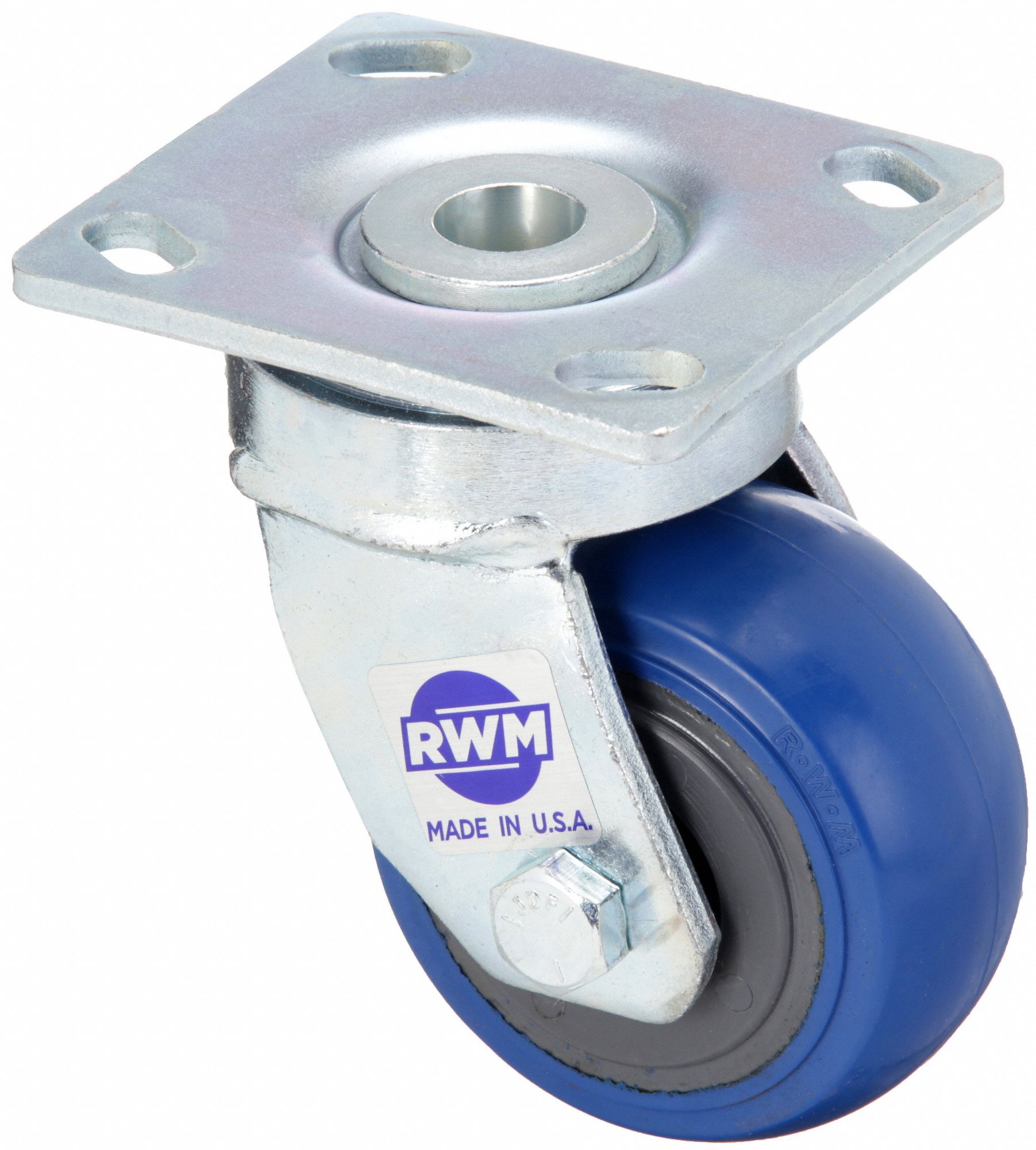 Plate Caster: Swivel, No Brake, Rubber, 4 in Wheel Dia., 2 in Wheel Wd, 5 5/8 in Mounting Ht