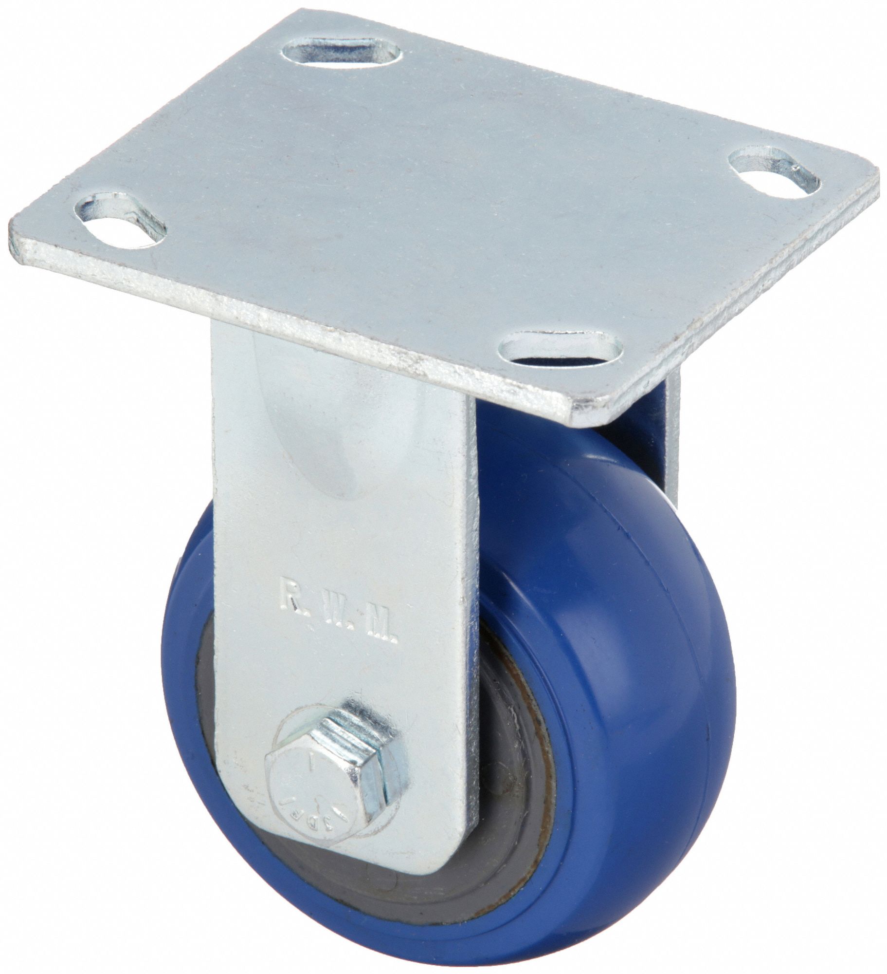 Plate Caster: Rigid, No Brake, Rubber, 4 in Wheel Dia., 2 in Wheel Wd, 5 5/8 in Mounting Ht