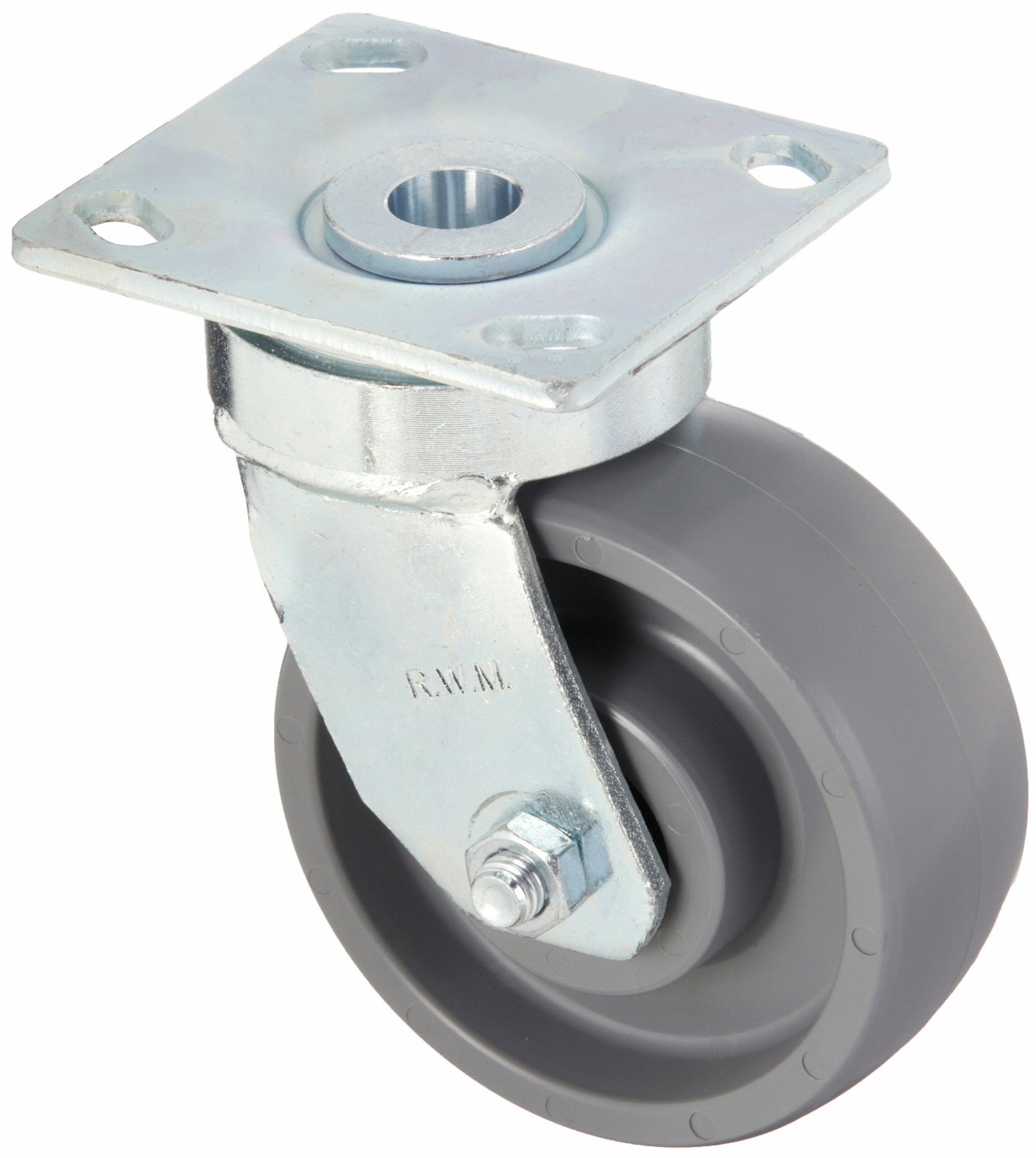 Plate Caster: Swivel, No Brake, Nylon, 5 in Wheel Dia., 2 in Wheel Wd, 6 1/2 in Mounting Ht