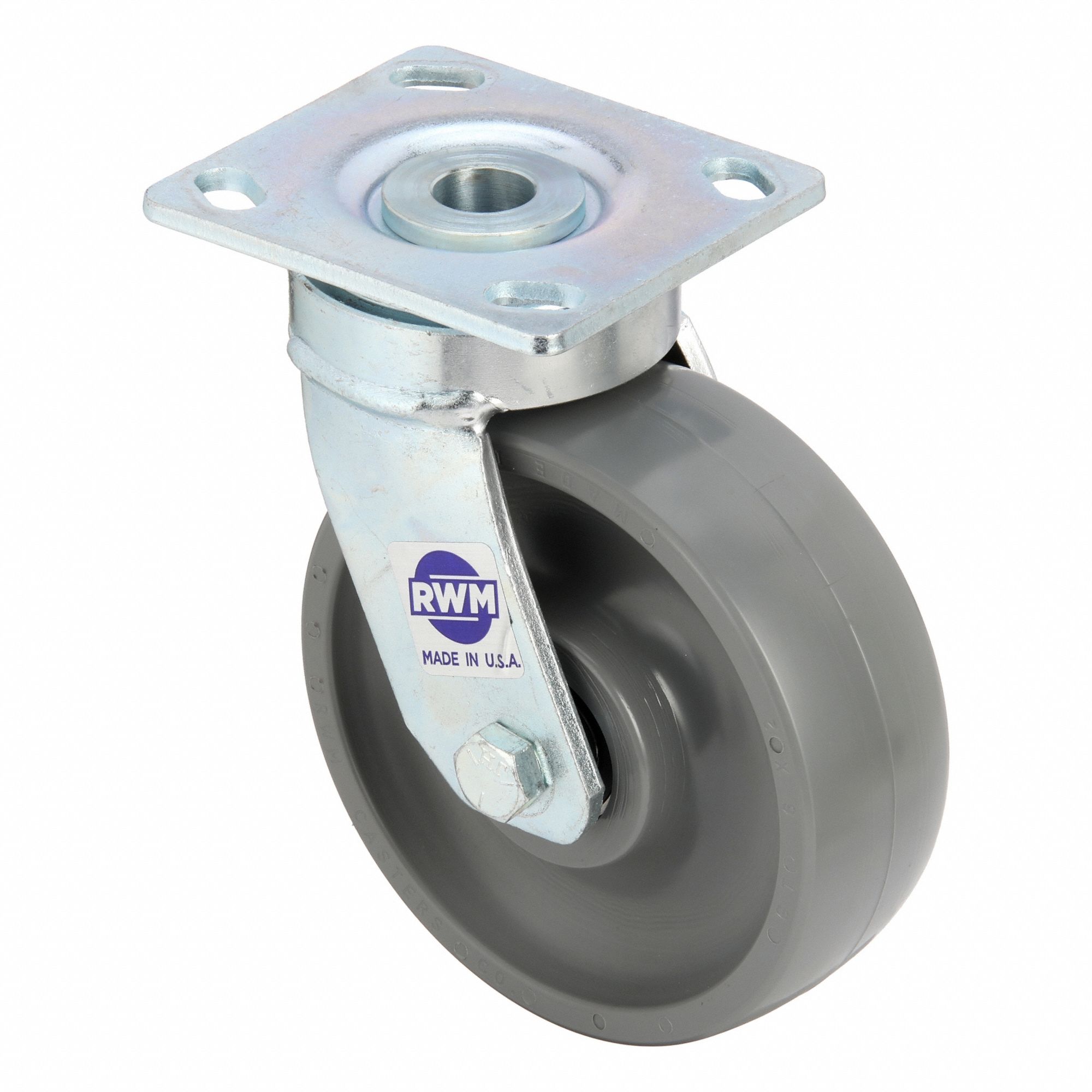 Plate Caster: Swivel, No Brake, Nylon, 6 in Wheel Dia., 2 in Wheel Wd, 7 1/2 in Mounting Ht