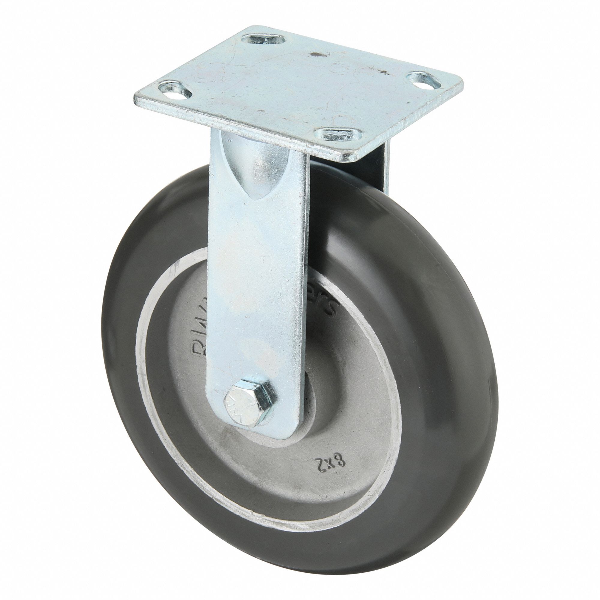 Plate Caster: Rigid, No Brake, Polyurethane, 8 in Wheel Dia., 2 in Wheel Wd, Ball, Medium Duty
