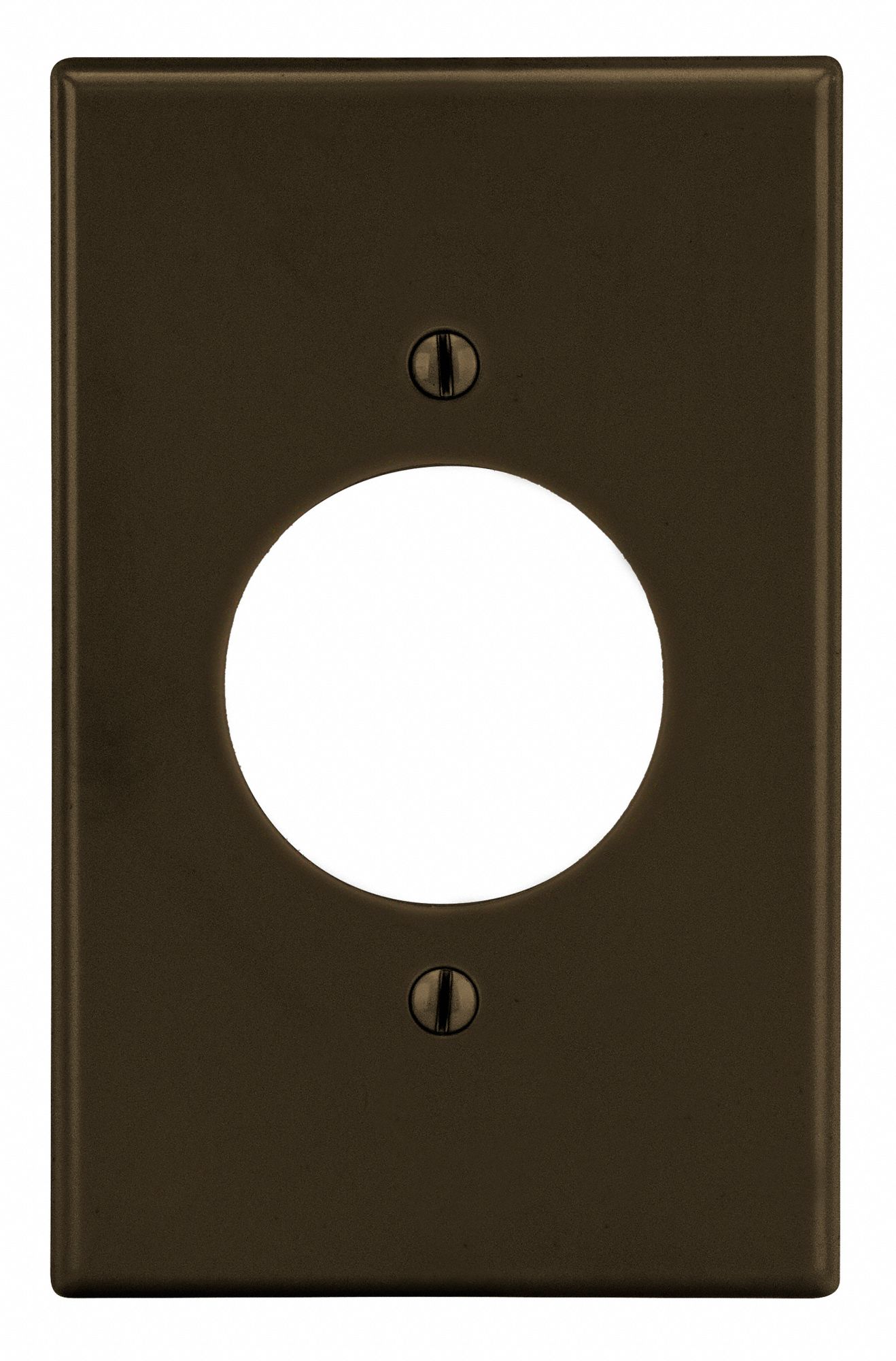 Single Receptacle Wall Plate: Single Circular Opening, Plastic, Brown, 1 Outlet Openings