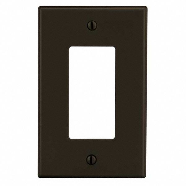 Rocker Wall Plate: Decorator-Rocker, Plastic, Brown, 1 Outlet Openings, 1 Switch Openings