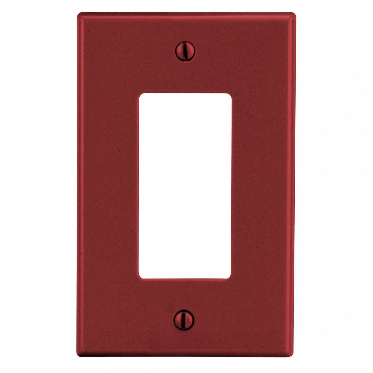 Rocker Wall Plate: Decorator-Rocker, Plastic, Red, 1 Outlet Openings, 1 Switch Openings, Gen Purpose