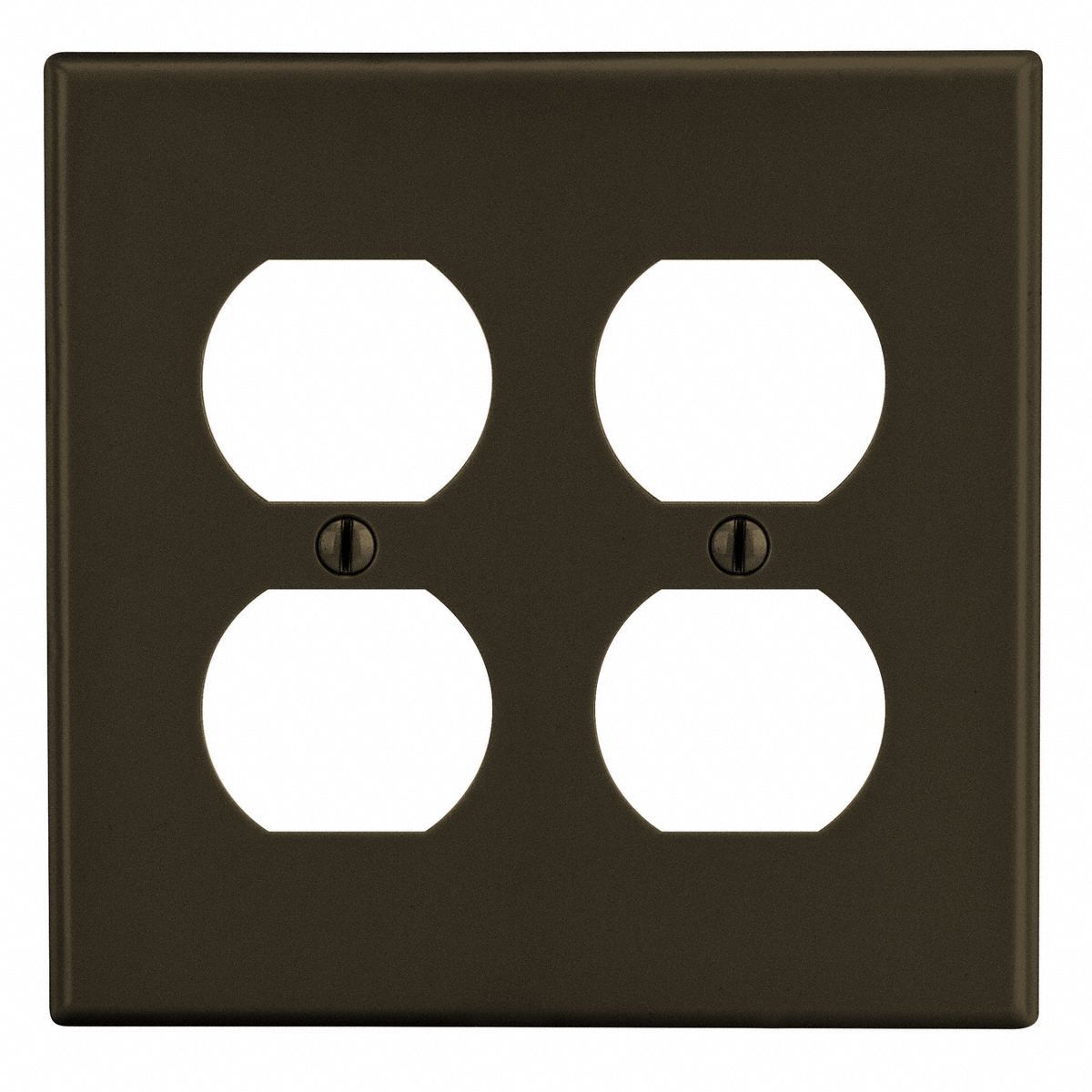 Duplex Receptacle Wall Plate: Duplex Outlet, Plastic, Brown, 2 Outlet Openings, 0 Switch Openings