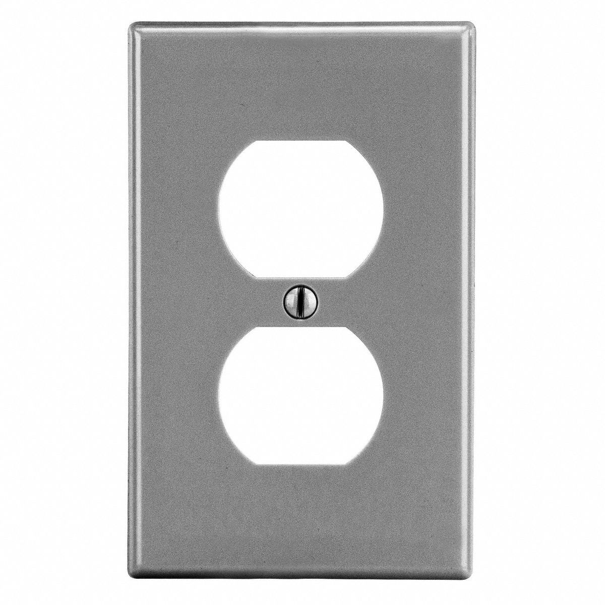 HUBBELL PJ8GY Dup Recept Wll Plt,Mid;Gry,1Gng,Smth Stn