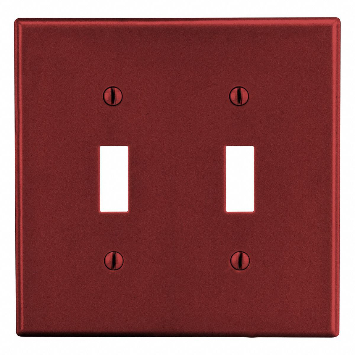 Toggle Switch Wall Plate: Toggle, Plastic, Red, 0 Outlet Openings, 2 Switch Openings, Gen Purpose