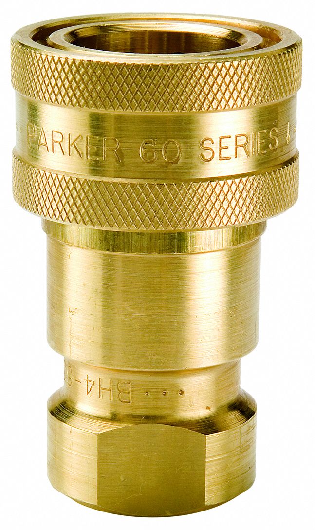 Hydraulic Quick Connect Hose Coupling: 3/4 in Coupling Size, Brass, 105.99 lpm Max. Flow Rate