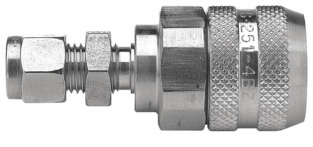 Hydraulic Quick Connect Hose Coupling: 1/4 in Coupling Size, 316 Stainless Steel