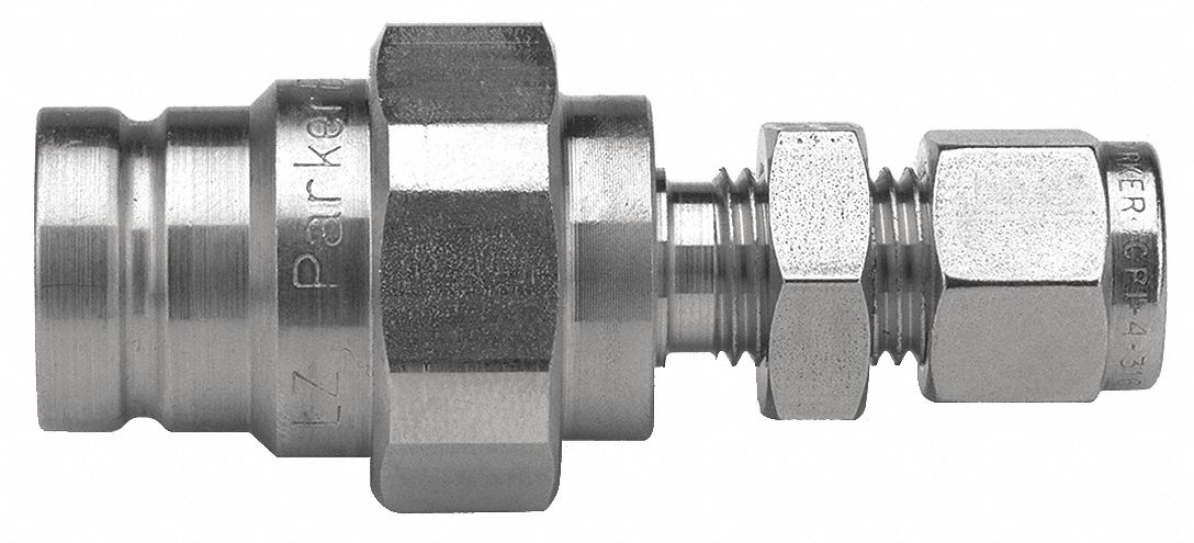 Hydraulic Quick Connect Hose Coupling: 1/4 in Coupling Size, 316 Stainless Steel