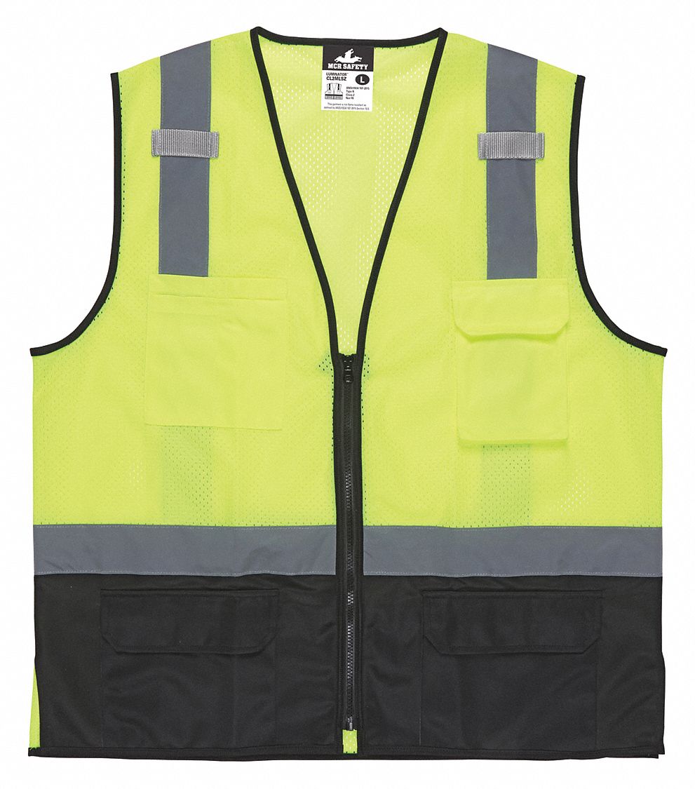 MCR SAFETY High Visibility Vest, 3XL Size, Unisex 55KX11CL2MLSZX3 Grainger