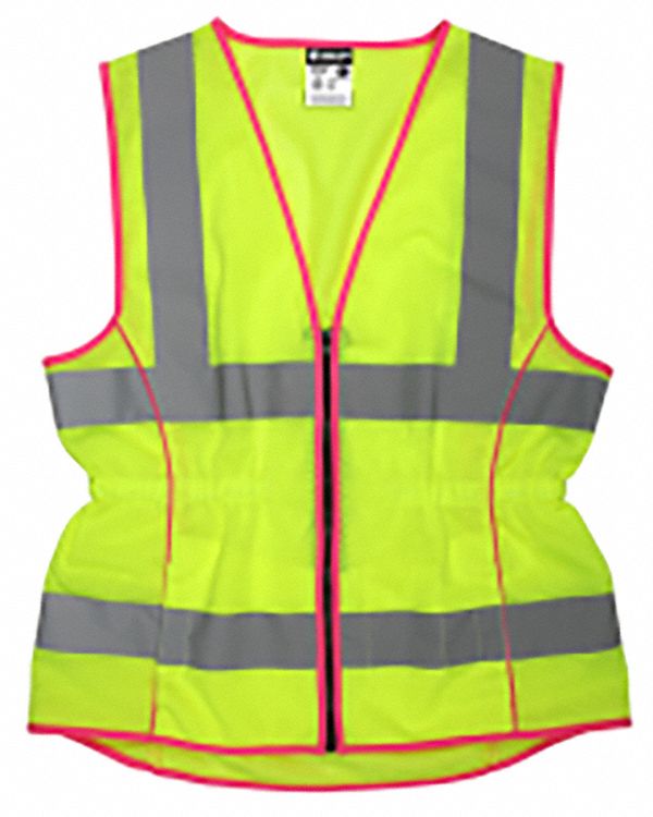 MCR SAFETY Yellow/Green, Silver, Safety Vest, Type R, Class 2, Zipper, M 55KX30LVCL2MLM