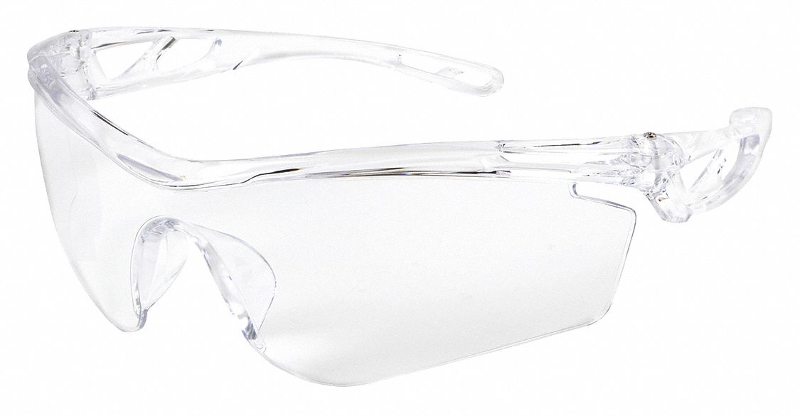 Safety Glasses: Clear Lens, Half-Frame, Uncoated, Clear Frame, Checklite(R) CL4 Series