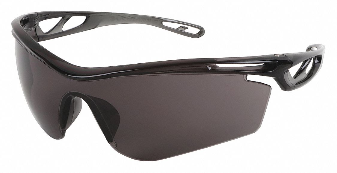 Safety Glasses: Gray Lens, Half-Frame, Scratch-Resistant, Gray Frame