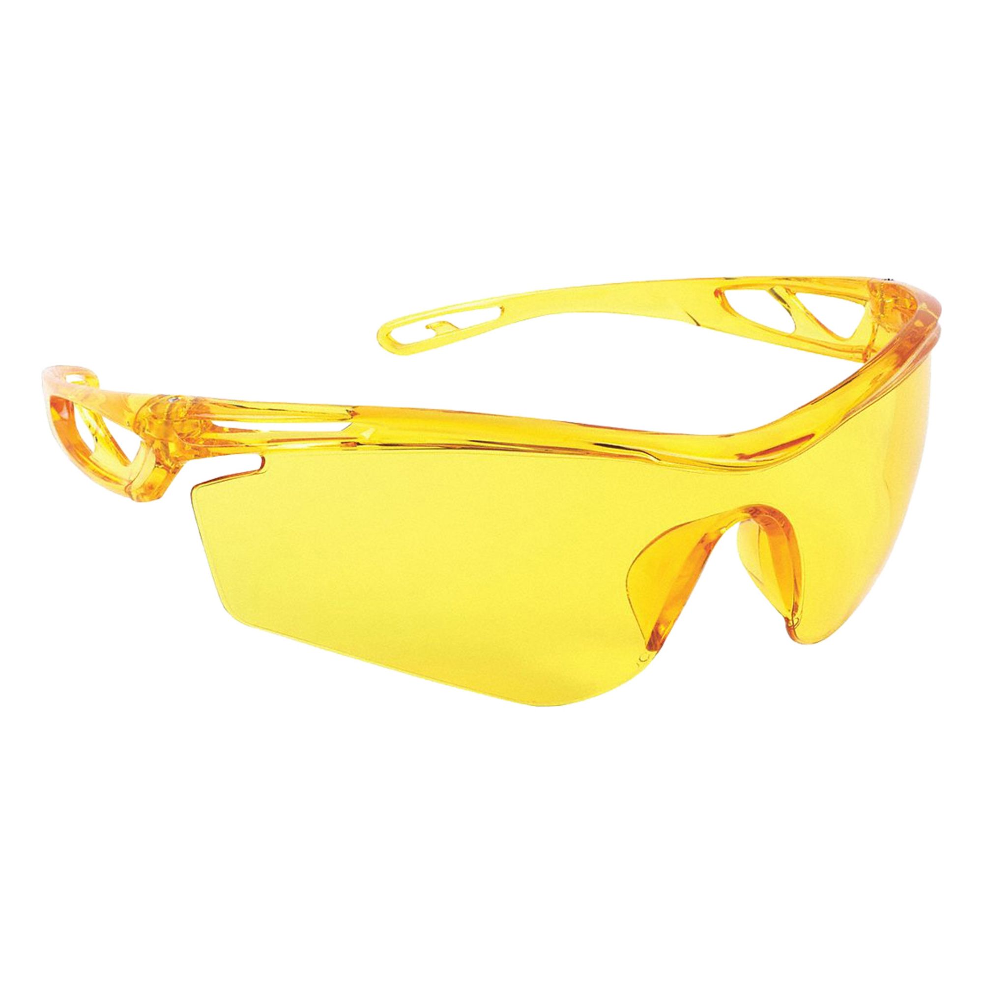 Safety Glasses: Amber Lens, Half-Frame, Scratch-Resistant, Amber Frame
