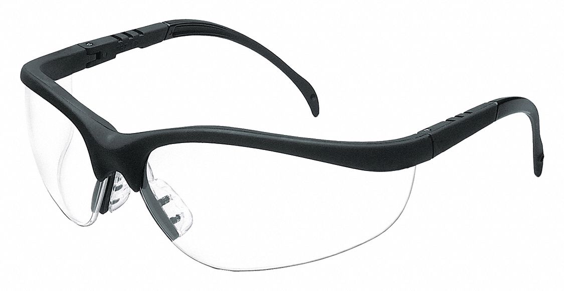 Safety Glasses: Clear Lens, Half-Frame, Scratch-Resistant, Black Frame, KD1 Series