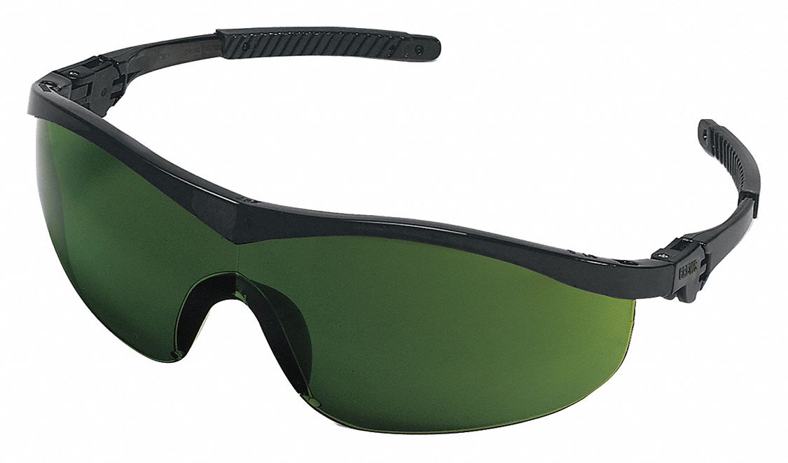 MCR SAFETY ST1 ScratchResistant Safety Glass , Green Lens Color