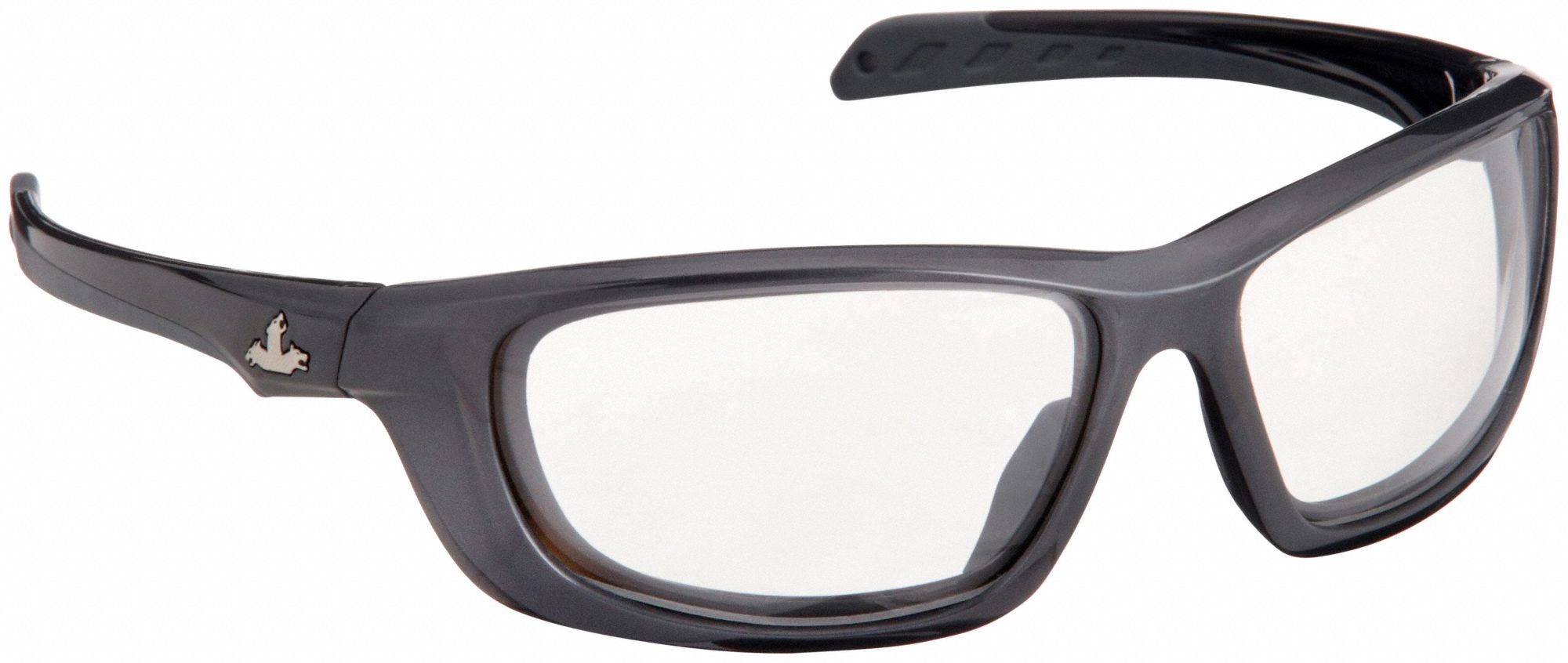 Safety Glasses: Clear Lens, Full-Frame, Anti-Fog, Gray Frame, UD1 Series