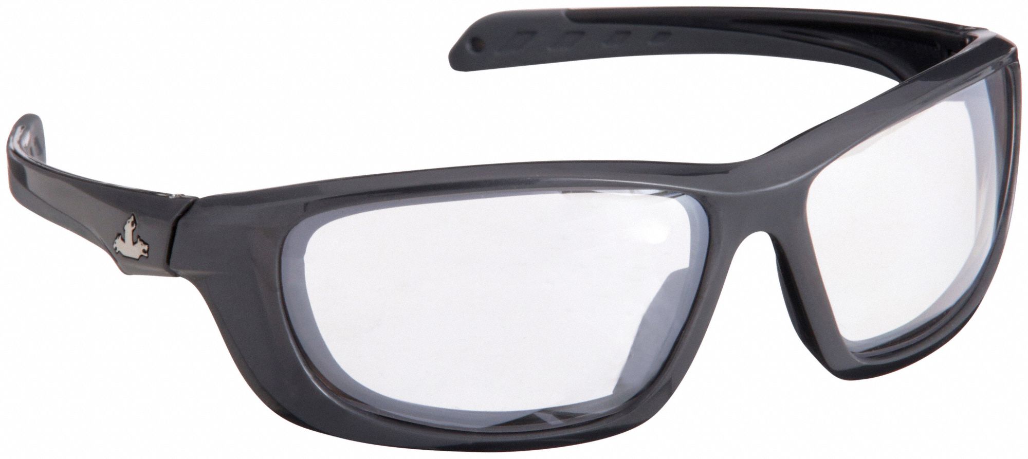 Safety Glasses: Light Gray Lens, Full-Frame, Scratch-Resistant, Gray Frame, UD1 Series