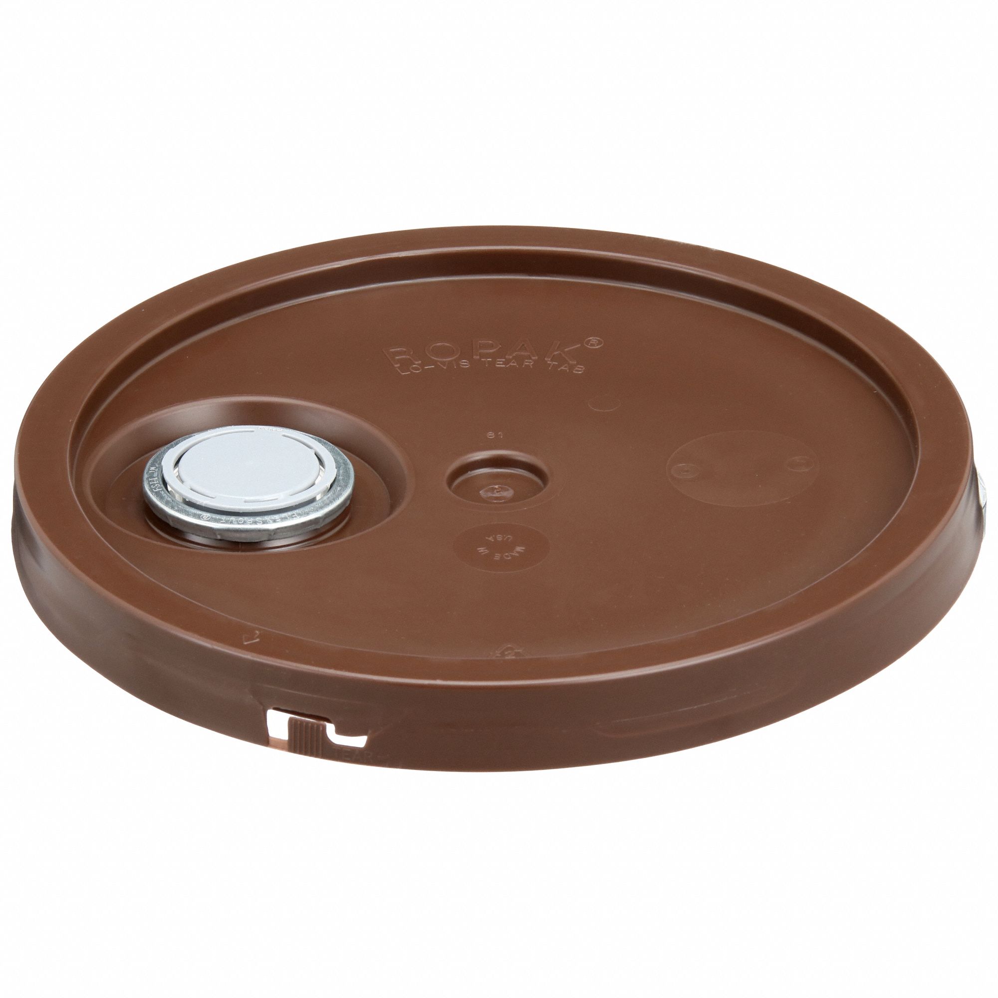 Pail Lid,  12.25 in OD,  Plastic,  Brown