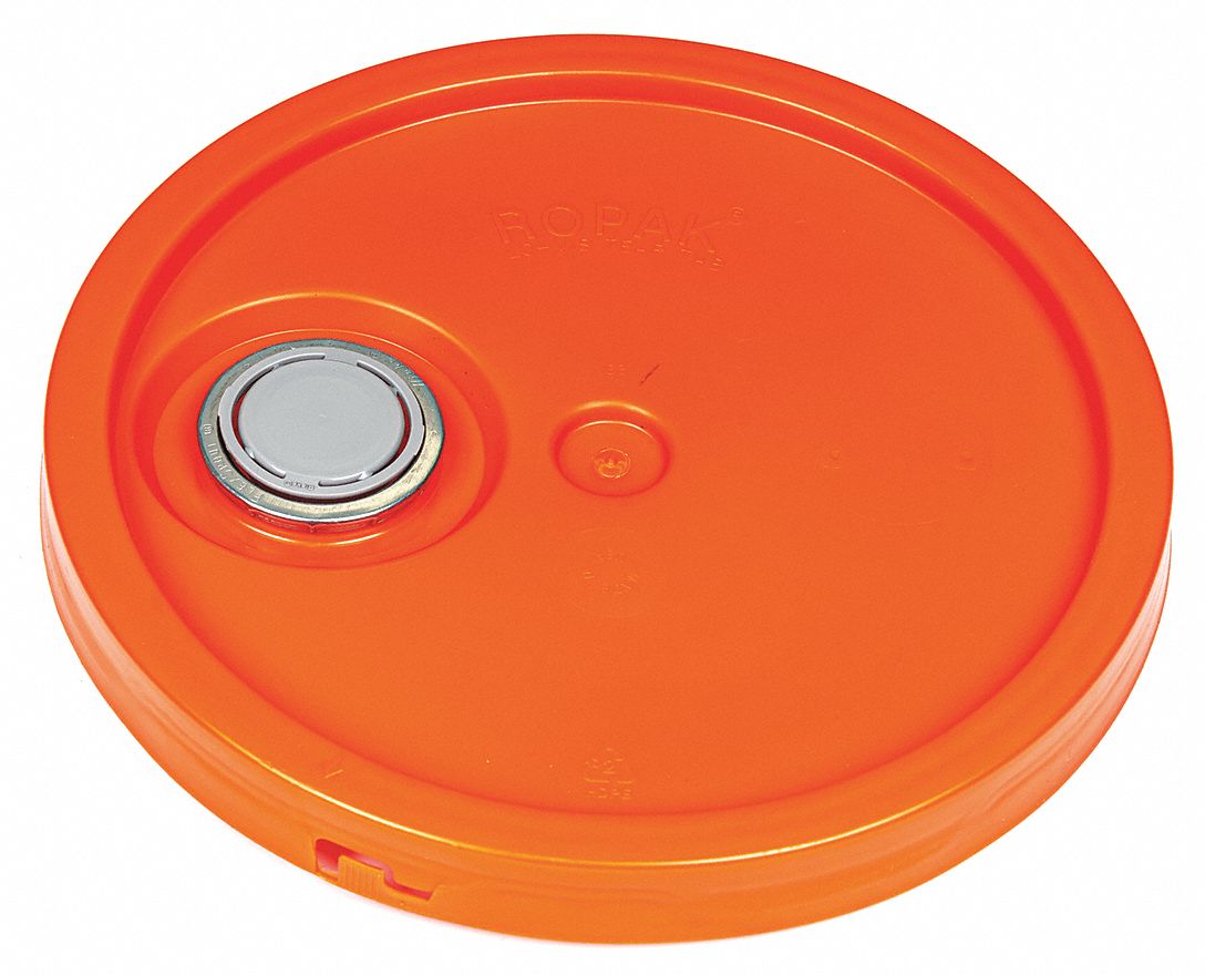 BASCO Plastic Pail Lid Spout, Round, Plastic, Orange, 12 1/4 in Dia, 1