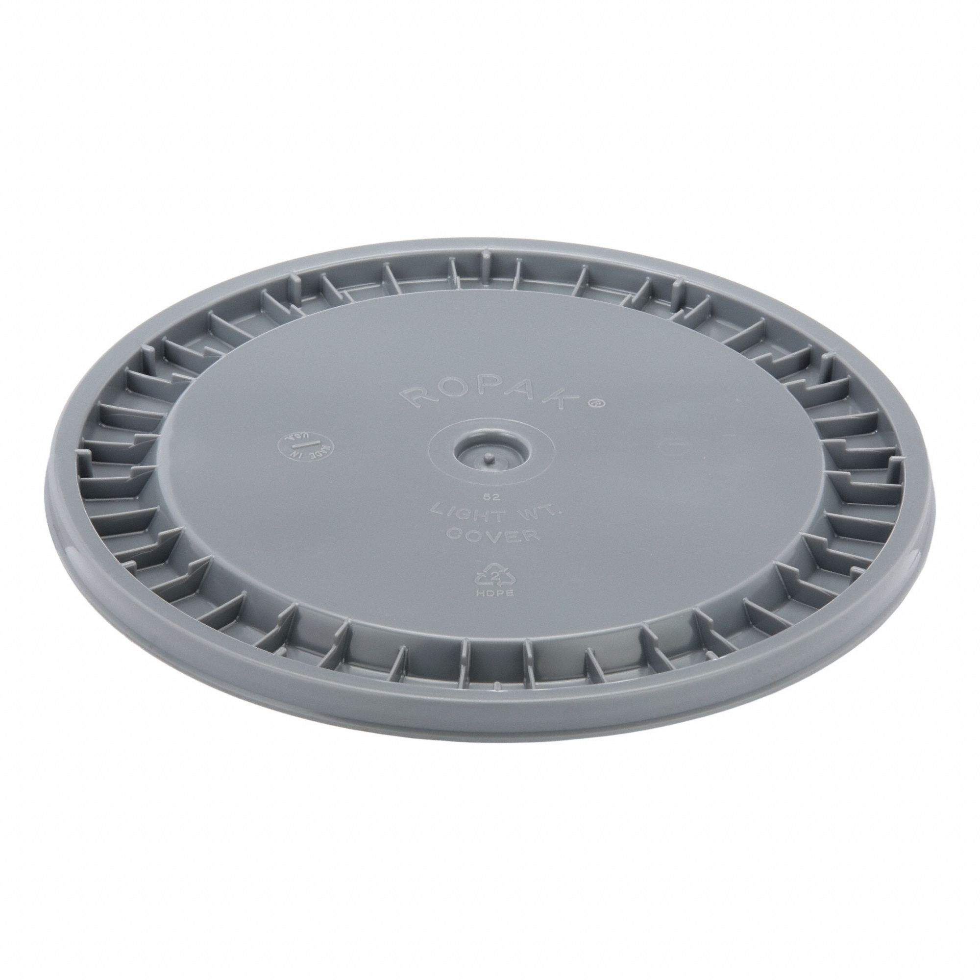 Pail Lid: Snap-On, 12 1/4 in Overall Dia, Gray, Plastic, FDA Compliant, 12 1/4 in Dia.