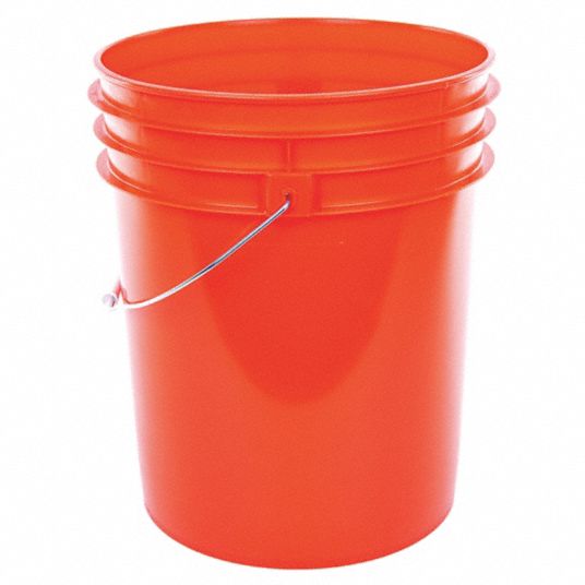 BASCO Plastic Pail: 5 gal, Plastic, 11 7/8 in, 14 7/8 in Overall Ht, Round,  Brown