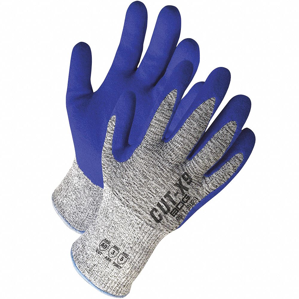 GLOVES, ANSI CUT LVL A9, PNCTR/ABRASION RESIST, M/8, 10 1/2 IN, GREY, NITRILE/PUR, PR