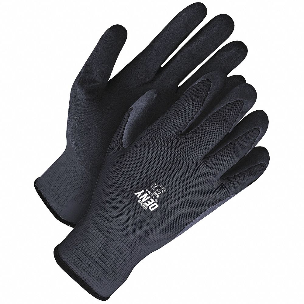 NITRILE COATED NYLON GLOVES, XL, BLACK, 9 IN, 13 GA, POROUS FINISH