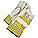 FITTER GLOVE, GUNN CUT, WING THUMB, SAFETY CUFF, KNUCKLE STRAP, ONE SIZE, YELLOW/TAN, LEATHER/COTTON