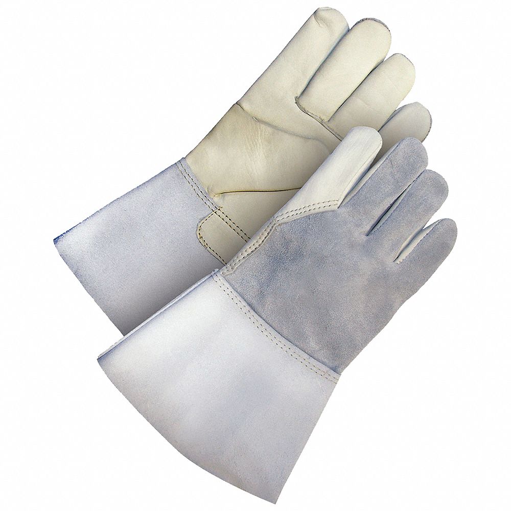 LEATHER GLOVES, GUNN CUT, WING THUMB, 5 IN CUFF, SZ M/8, COWHIDE/COTTON/KEVLAR, PR