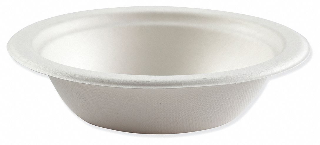 Bowl: 12 oz Capacity, Patternless, White, Uncoated/Unlined, Microwave Safe, 1,000 PK