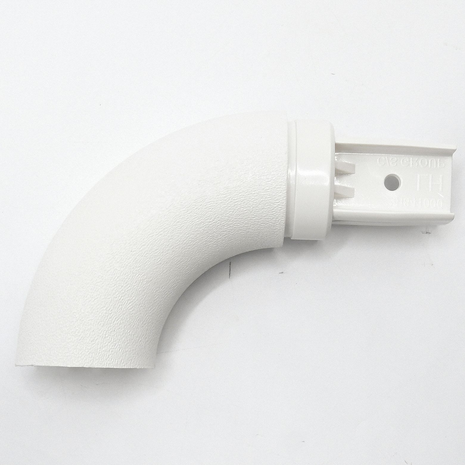 Handrail Return: Left-Hand Return, PETG, White, Oval, 1 1/2 Inch, 1 1/2 in Mounted Ht