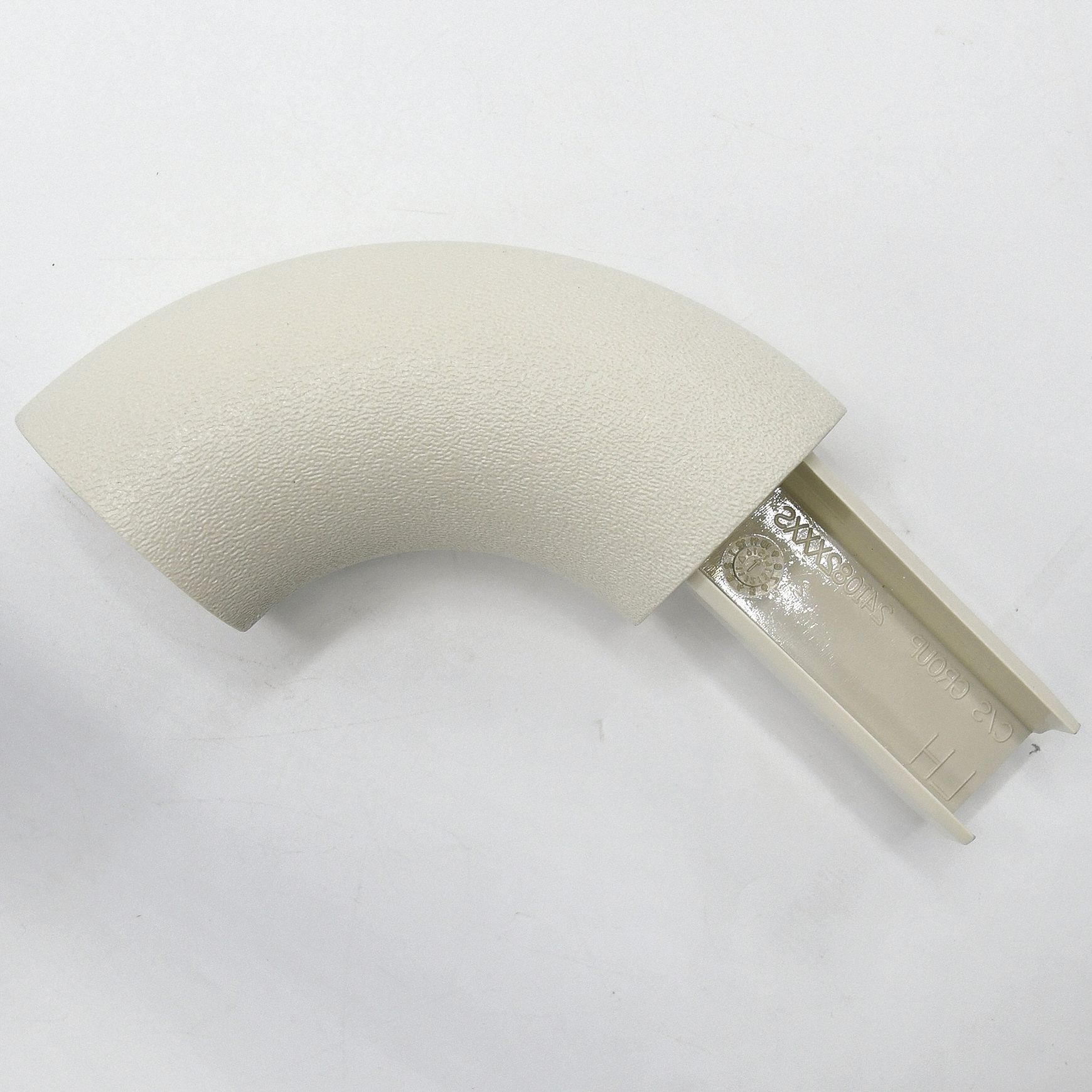 Handrail Return: Left-Hand Return, PETG, Eggshell, Round, 1 1/2 Inch, 1 1/2 in Mounted Ht