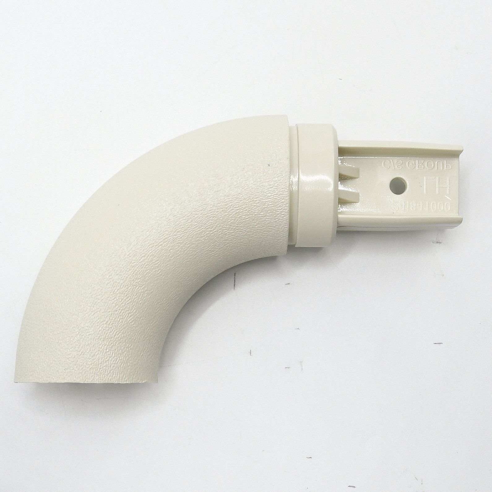 Handrail Return: Left-Hand Return, PETG, Eggshell, Oval, 1 1/2 Inch, 1 1/2 in Mounted Ht